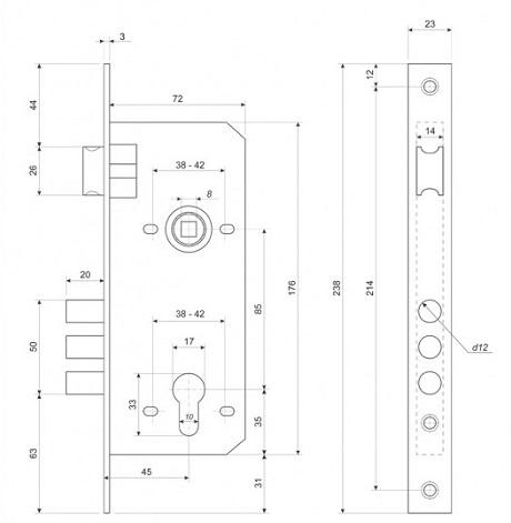 Замок врезной FM-2600 CR (хром) image 2